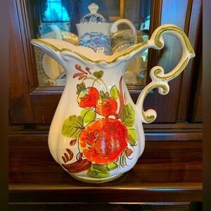 Vintage Orange and White Pitcher-Italy